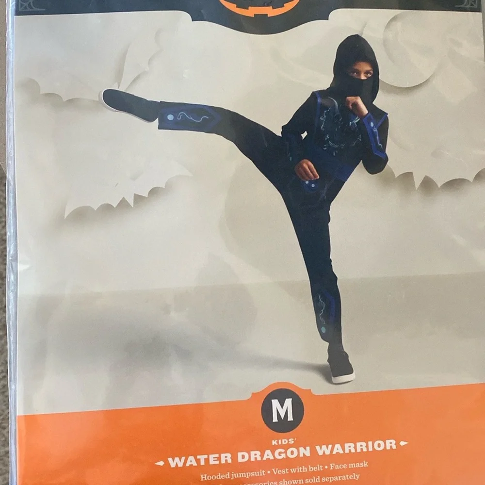 Kids Water Dragon Warrior Blue Ninja Halloween Costume M